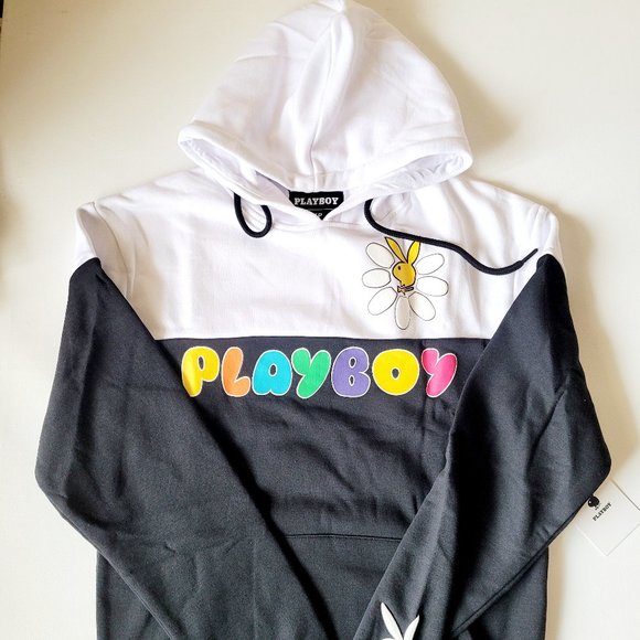 PLAYBOY | Sweaters | Playboy Unisex Black White Hoodie With Multicolored  Playboy Graphic Print | Poshmark